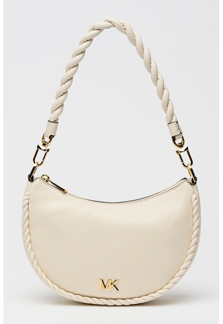 Geanta de piele cu bareta de umar si garnitura impletita Kyla