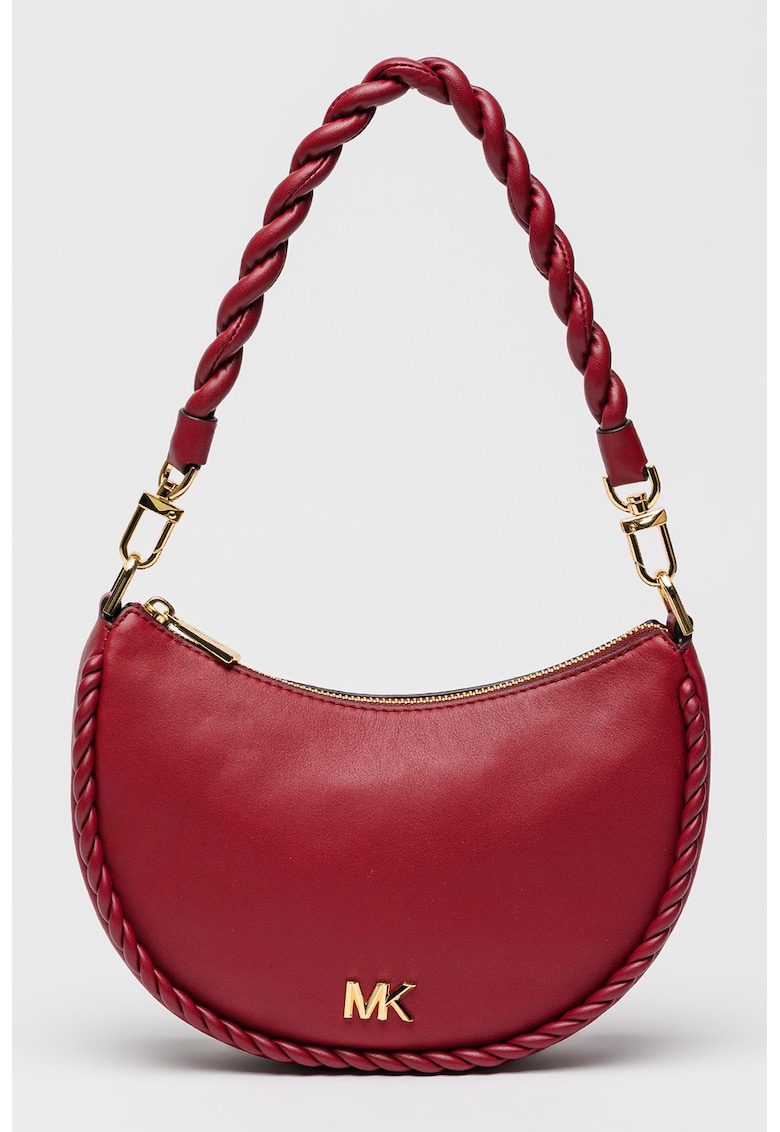 Geanta de piele cu bareta de umar si garnitura impletita Kyla