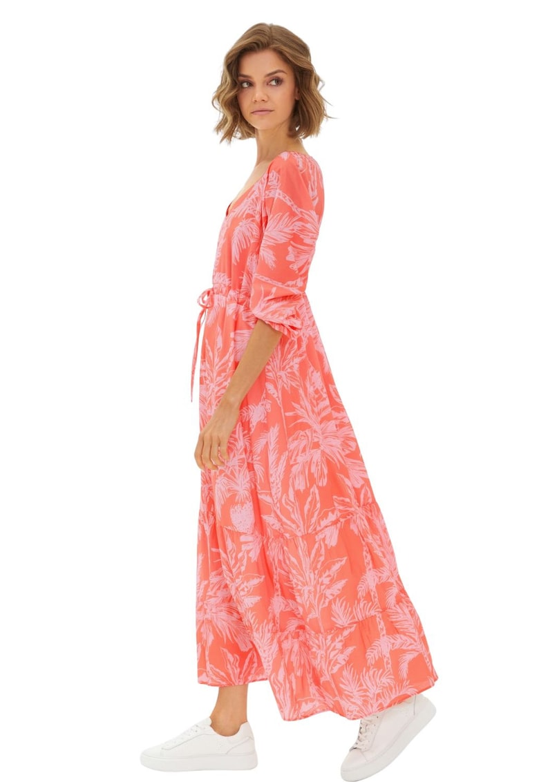 Rochie de dama Helene maxi cu model portocaliu