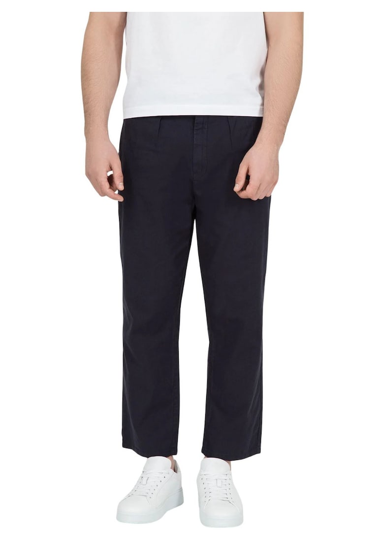Pantaloni barbati Bruno bleumarin drepti din material W32