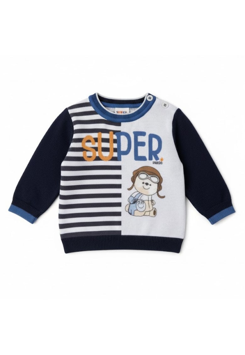 Pulover de baieri din bumbac cu ursulet 56