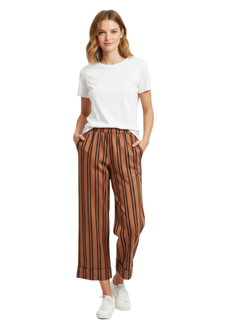 Pantaloni de dama UnderColors Of Benetton largi 7/8 in dungi