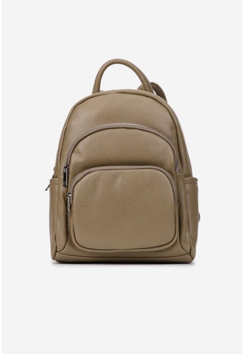Rucsac dama din piele texturata taupe