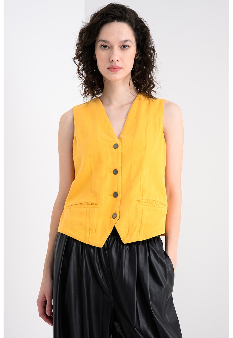 Vesta din amestec de lyocell cu decolteu in V