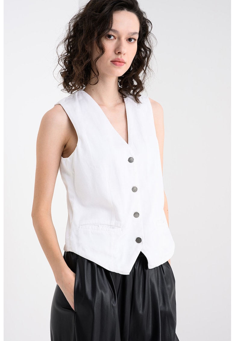 Vesta din amestec de lyocell cu decolteu in V