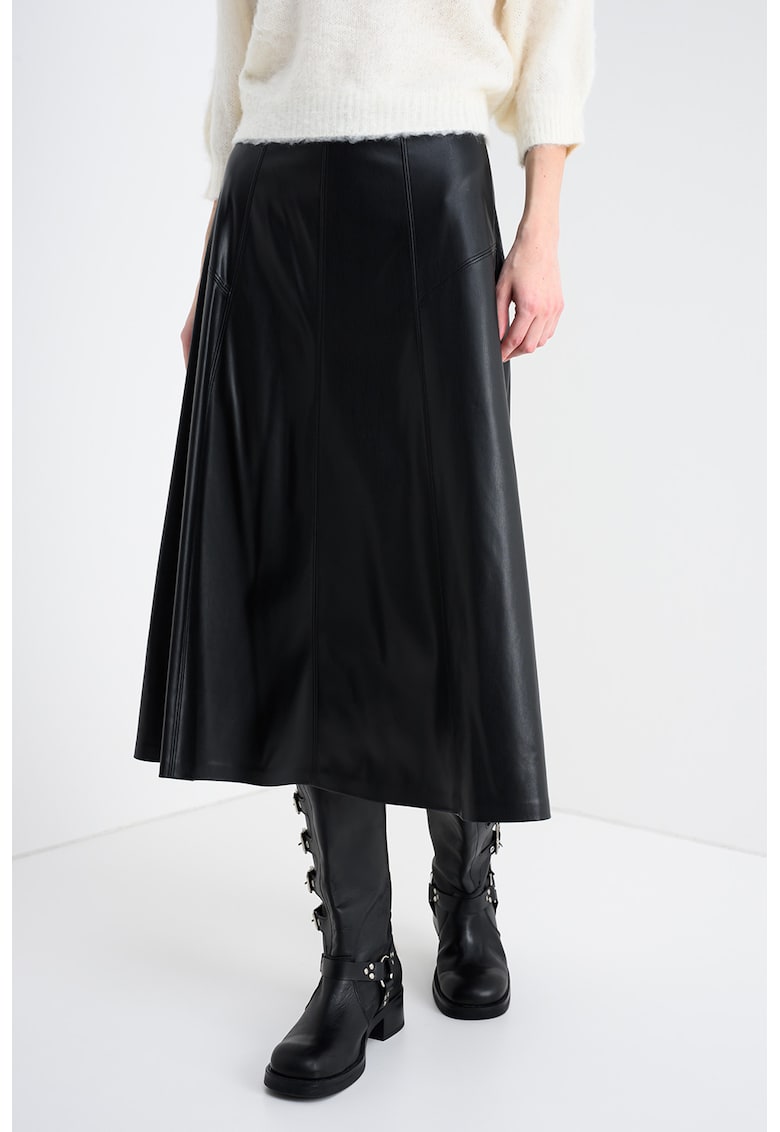 Fusta midi de piele ecologica