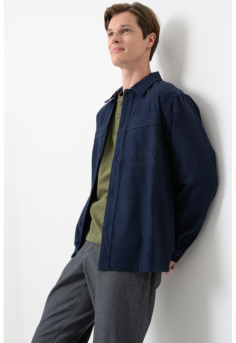 Camasa din amestec de lana cu maneci lungi