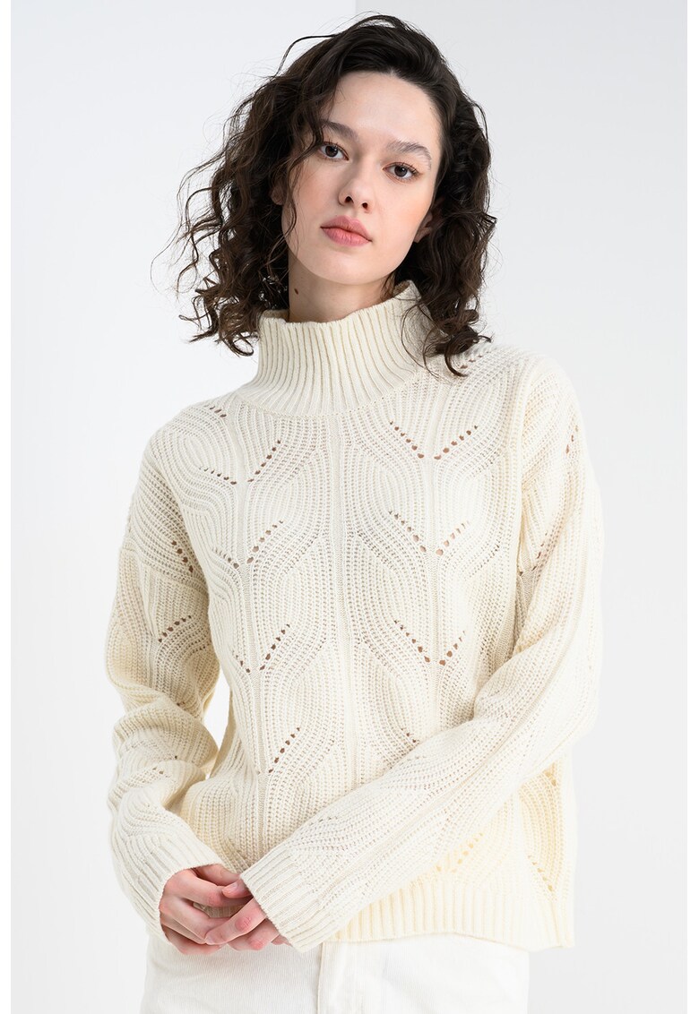 Pulover supradimensionat din amestec de lana cu guler mediu