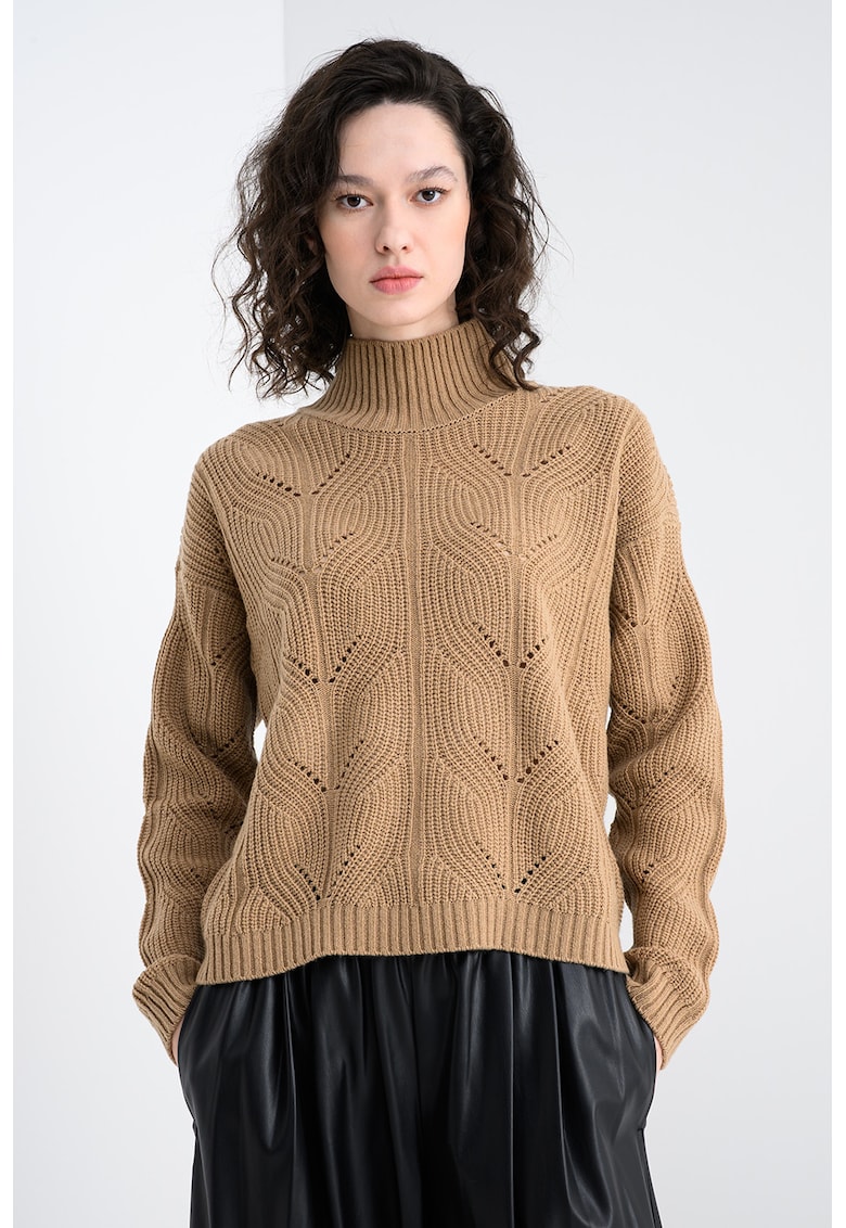 Pulover supradimensionat din amestec de lana cu guler mediu