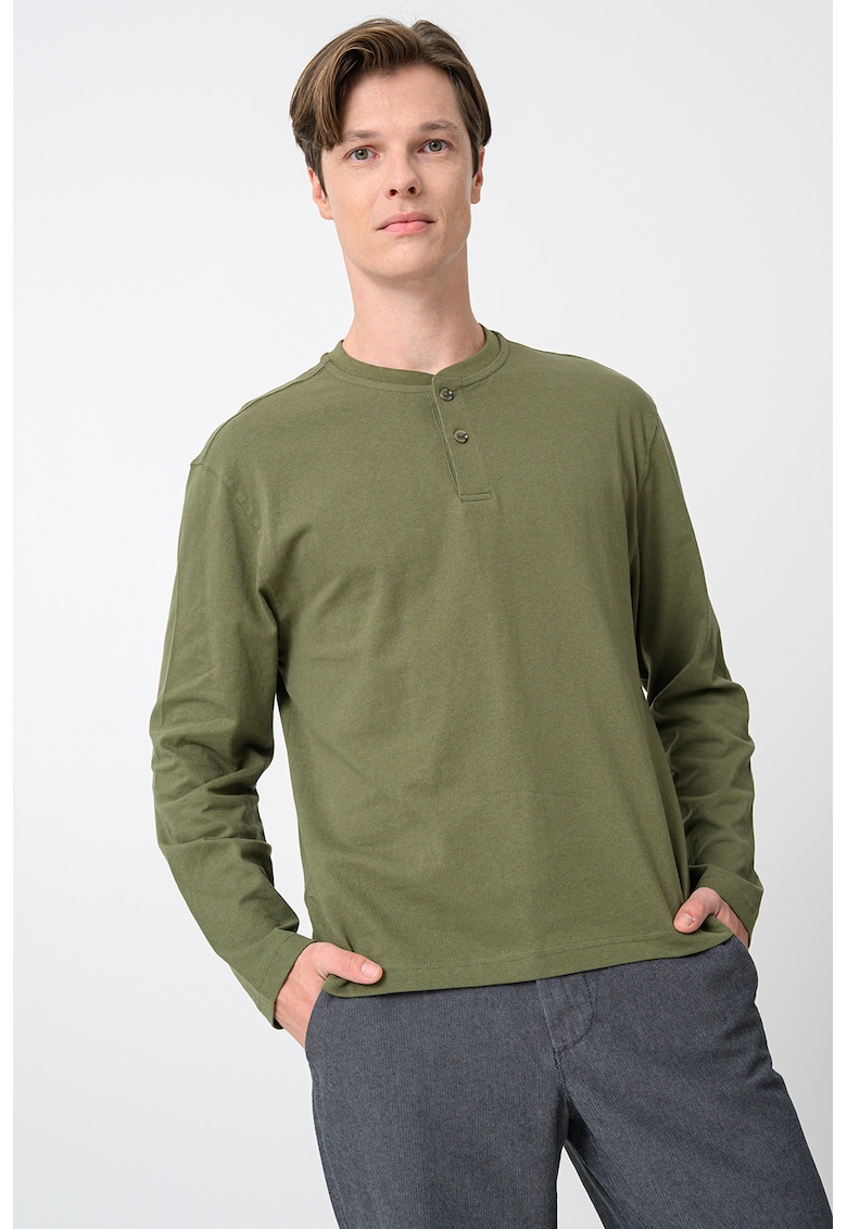 Bluza cu maneci lungi si decolteu henley