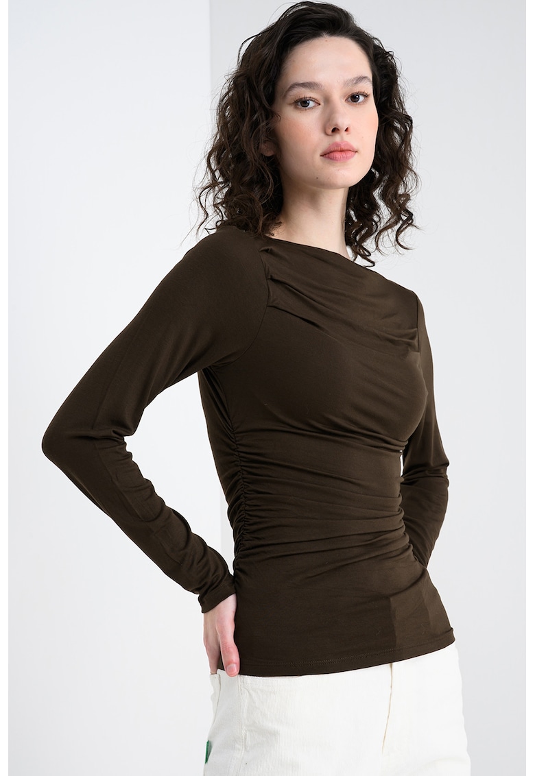 Bluza slim-fit din modal cu model uni