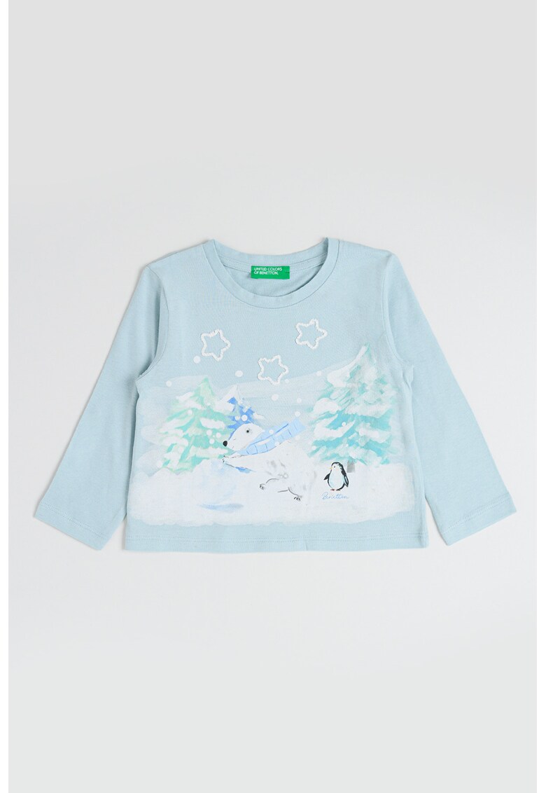 Bluza de bumbac cu imprimeu grafic si logo