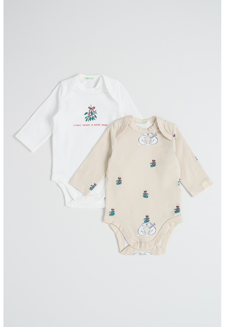 Set de body-uri din amestec de bumbac cu model -2 piese