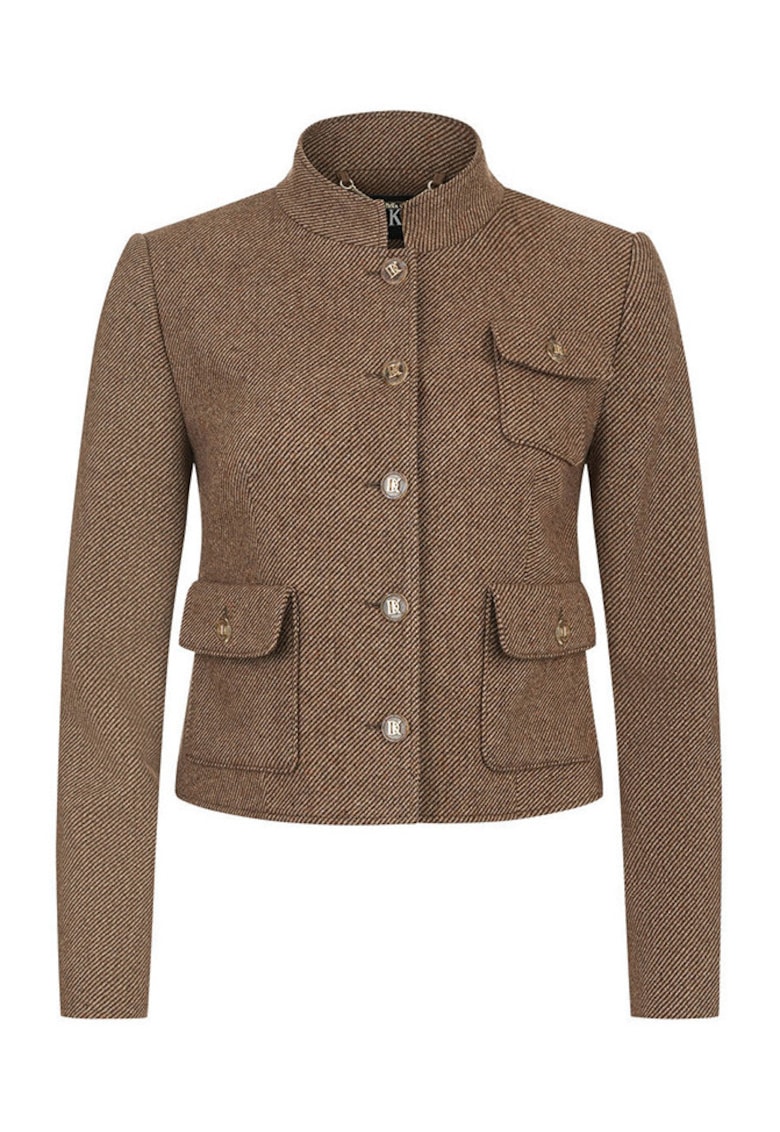 Palton scurt din amestec de lana - cu buzunare aplicate