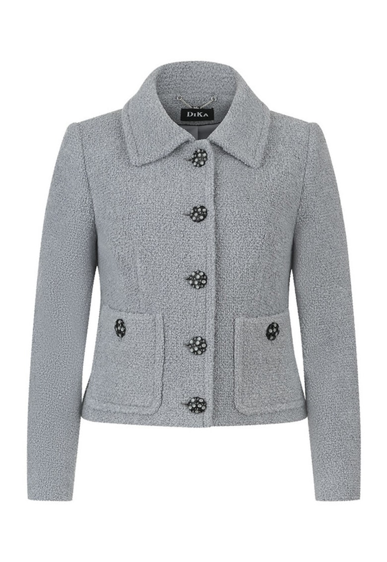 Palton scurt din amestec de lana boucle - cu nasturi tip bijuterie