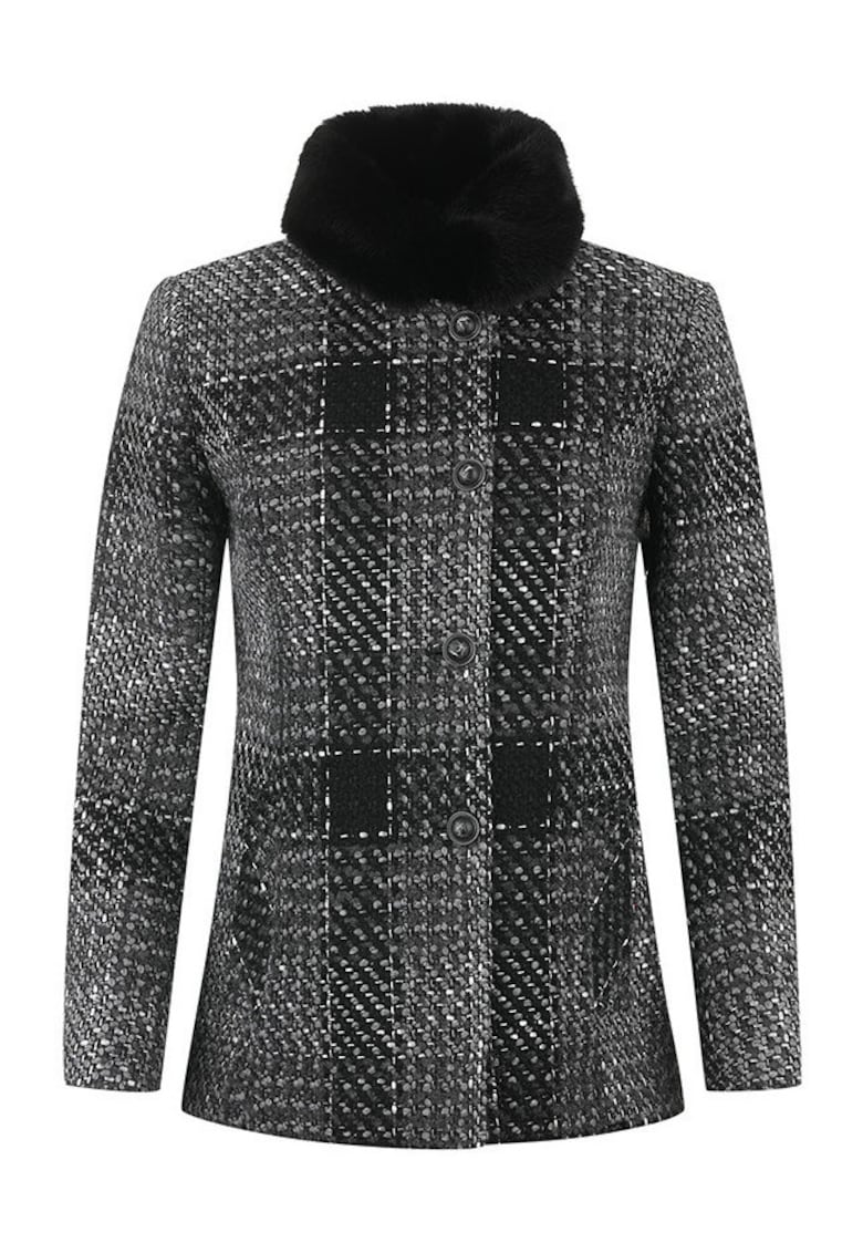 Palton scurt in carouri - cu guler inalt