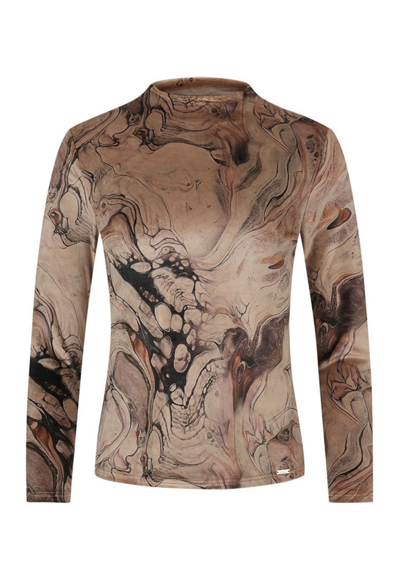 Bluza cu textura catifelata si imprimeu abstract