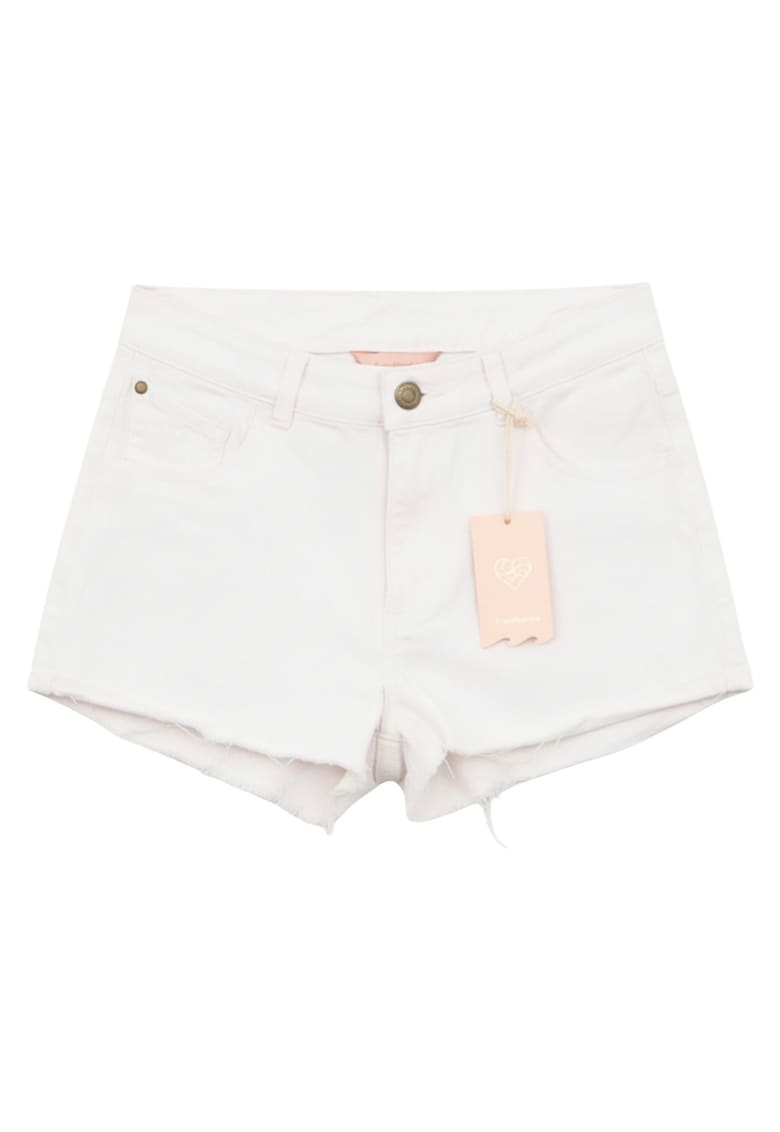 Blugi scurti cu talie medie si franjuri -