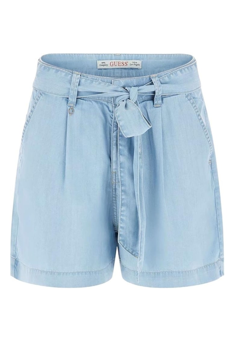 Pantaloni scurti din denim-chambray cu cordon in talie Nenita -