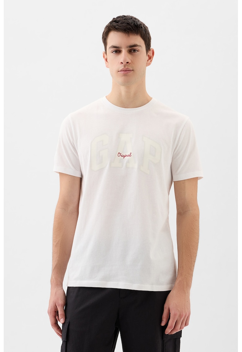 Tricou de bumbac cu logo - Alb optic