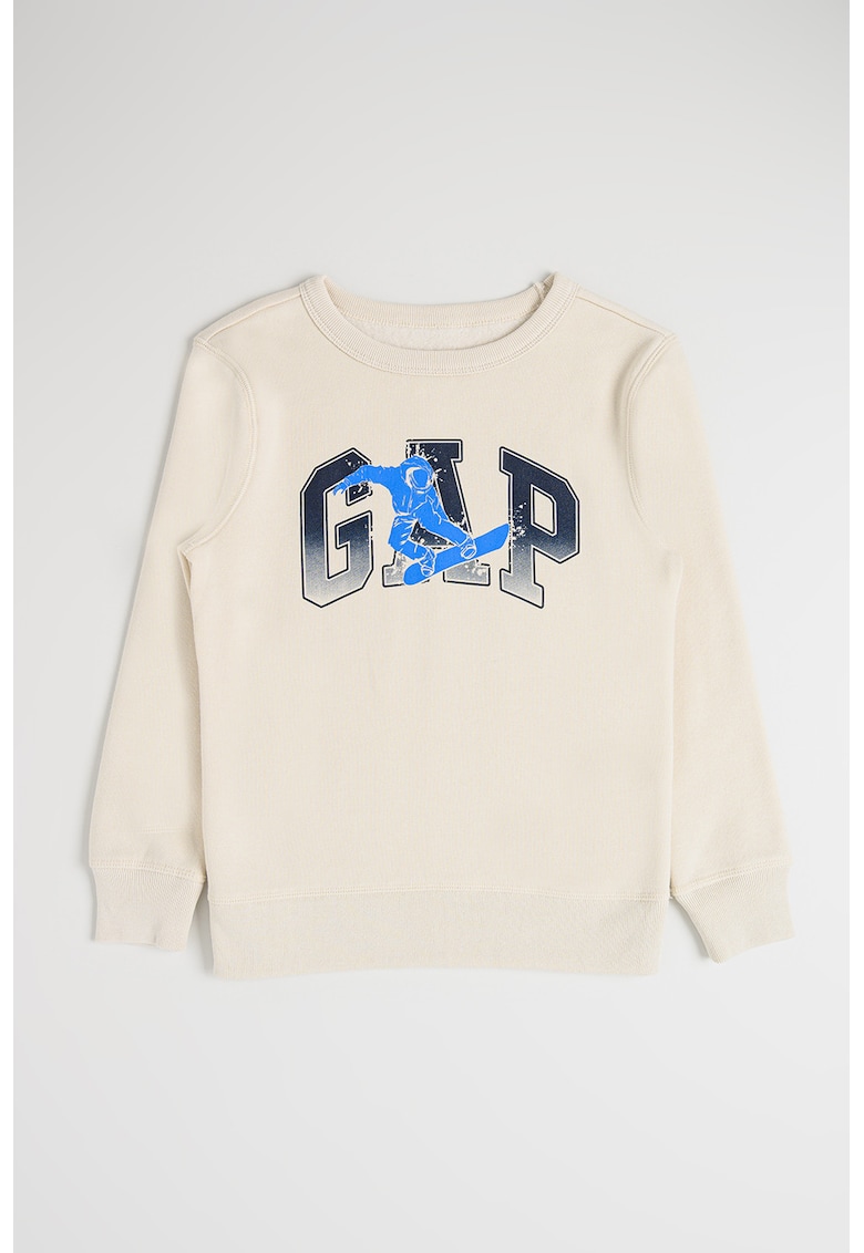 Bluza cu imprimeu logo - Bej deschis