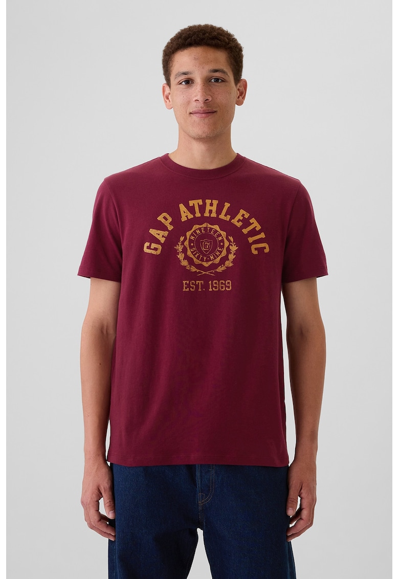 Tricou de bumbac cu logo - Visiniu