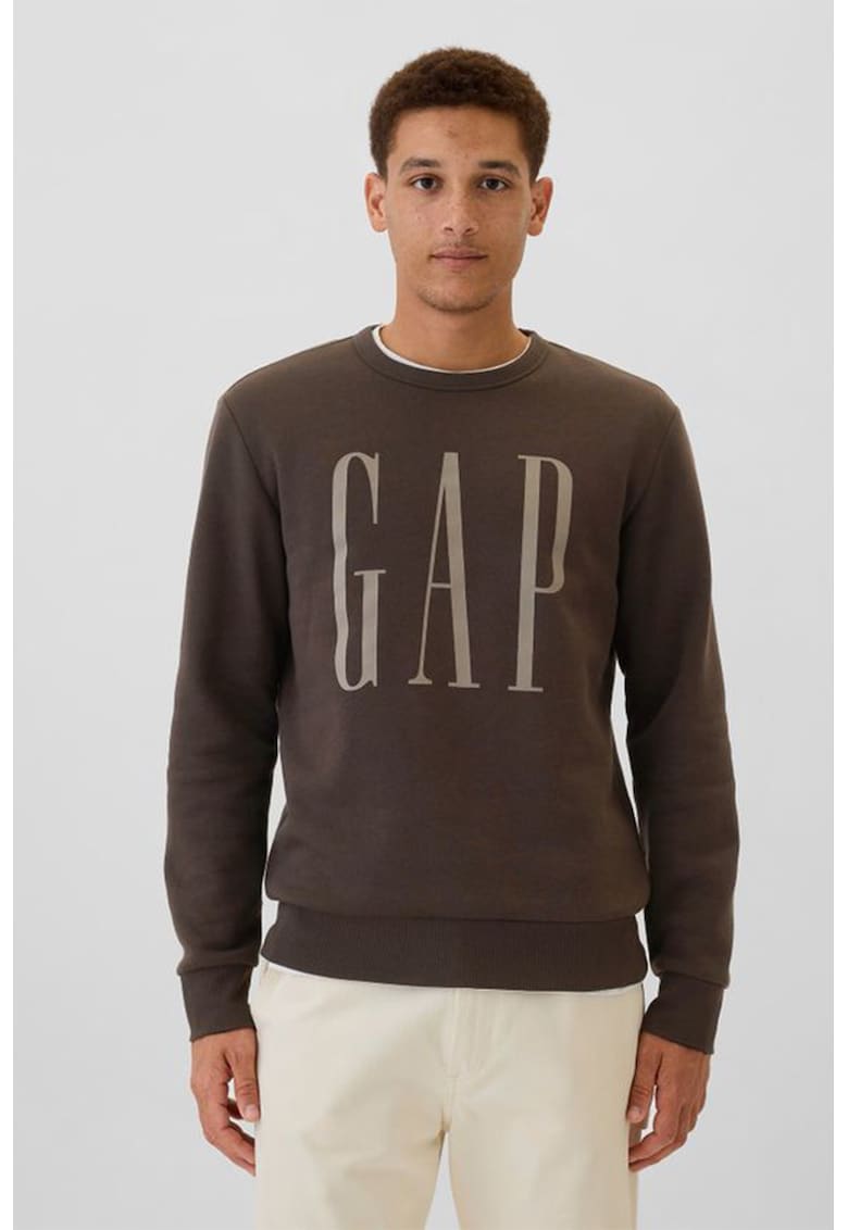 Bluza de trening cu imprimeu logo - Maro inchis