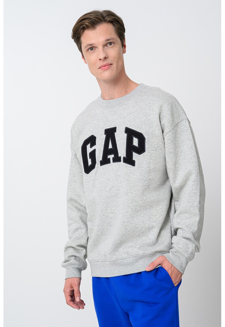 Bluza de trening din bumbac cu logo - Gri deschis melange