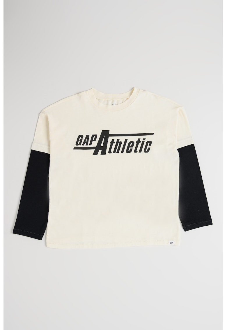 Bluza de bumbac cu maneci contrastante