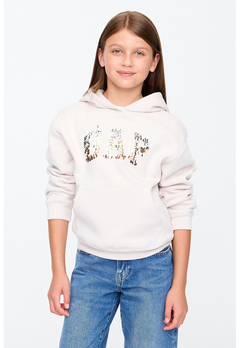 Hanorac lejer cu buzunar kangaroo - Alb murdar