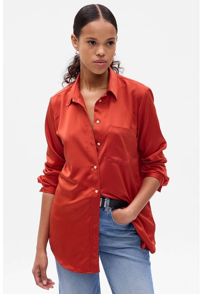 Camasa de satin cu buzunar