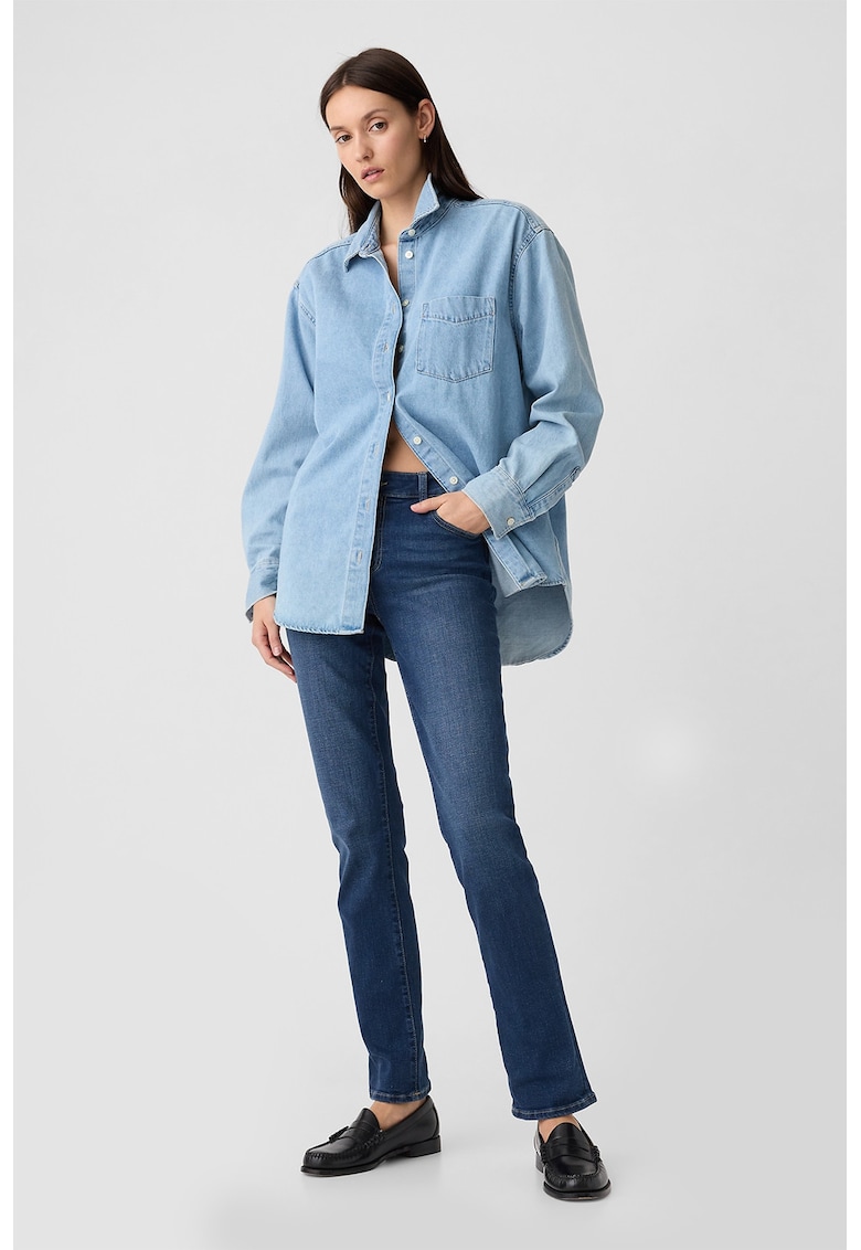 Blugi slim-fit cu talie medie - Albastru inchis