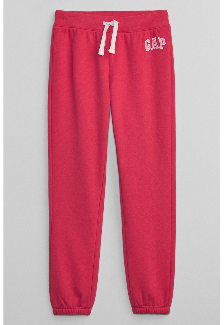 Pantaloni de trening din bumbac cu snur - Coral/Alb optic