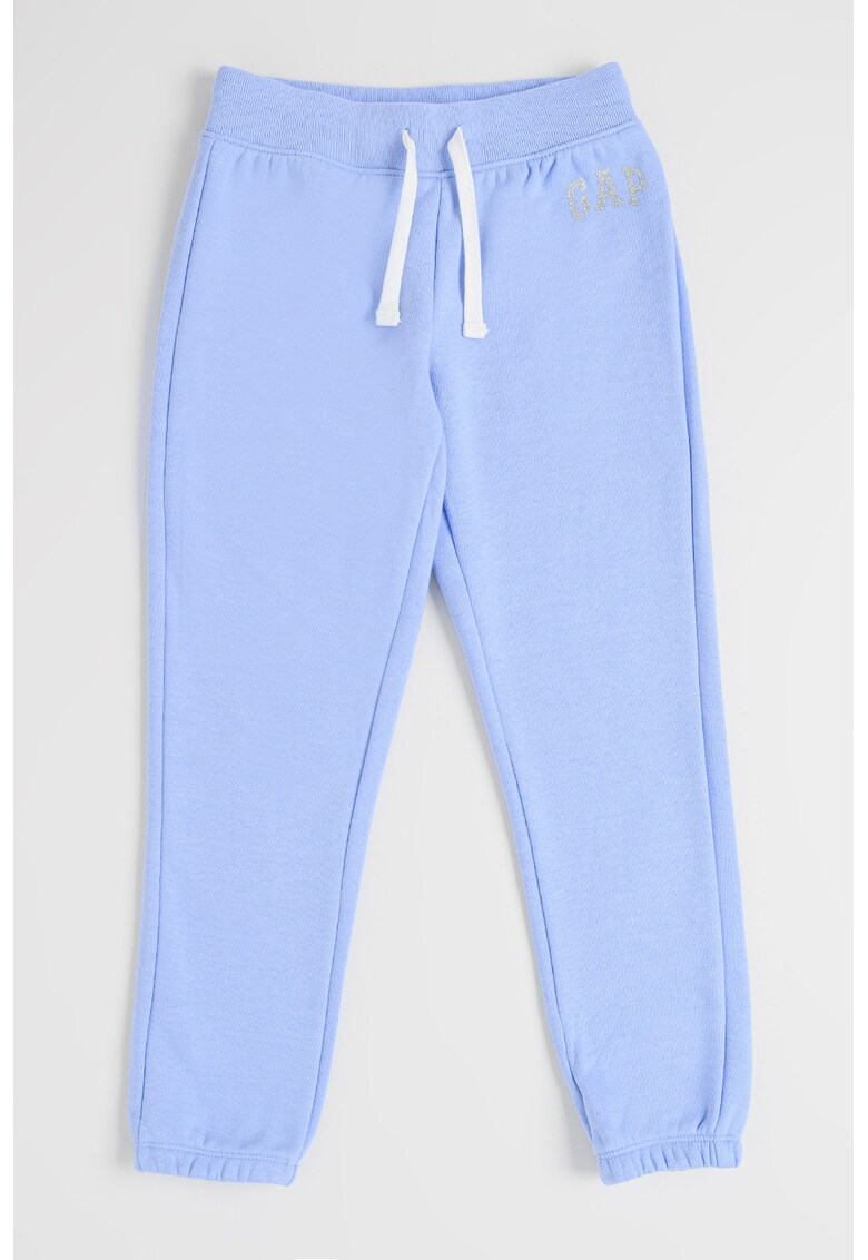 Pantaloni de trening din bumbac cu snur - Albastru pastel