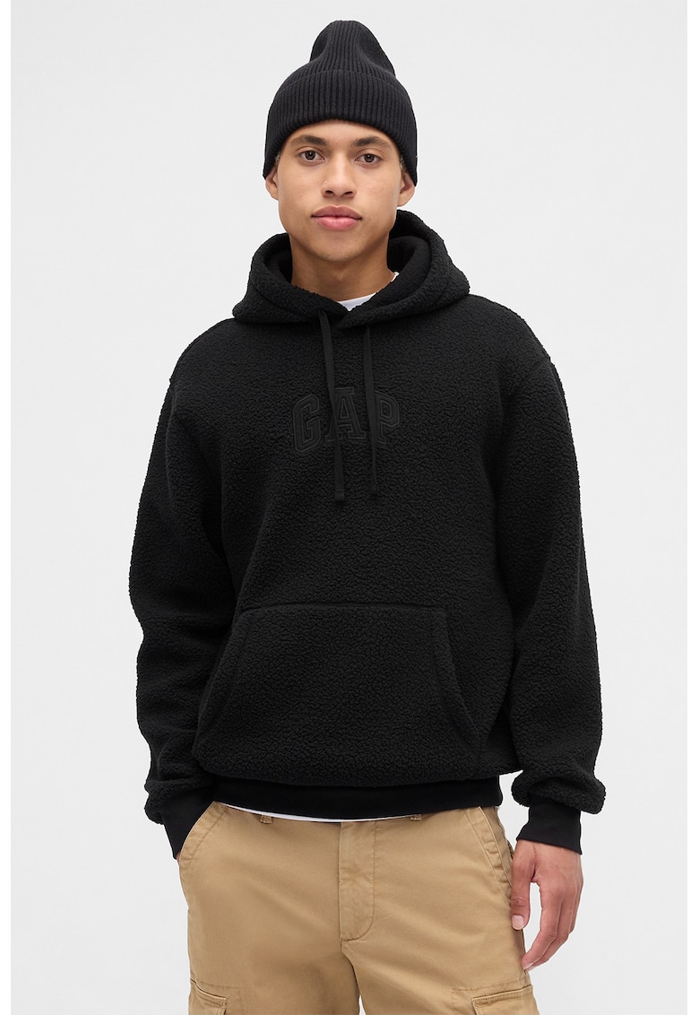 Hanorac din material teddy cu buzunar kangaroo