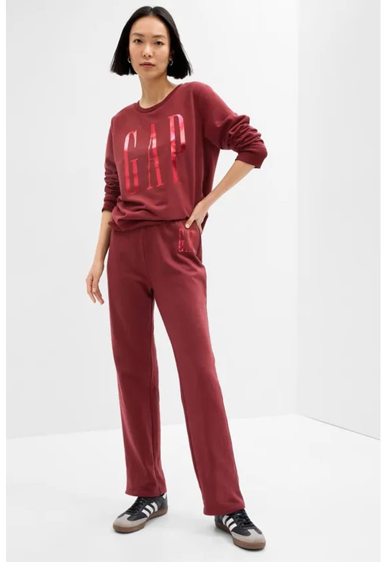 Pantaloni de trening cu croiala dreapta si logo