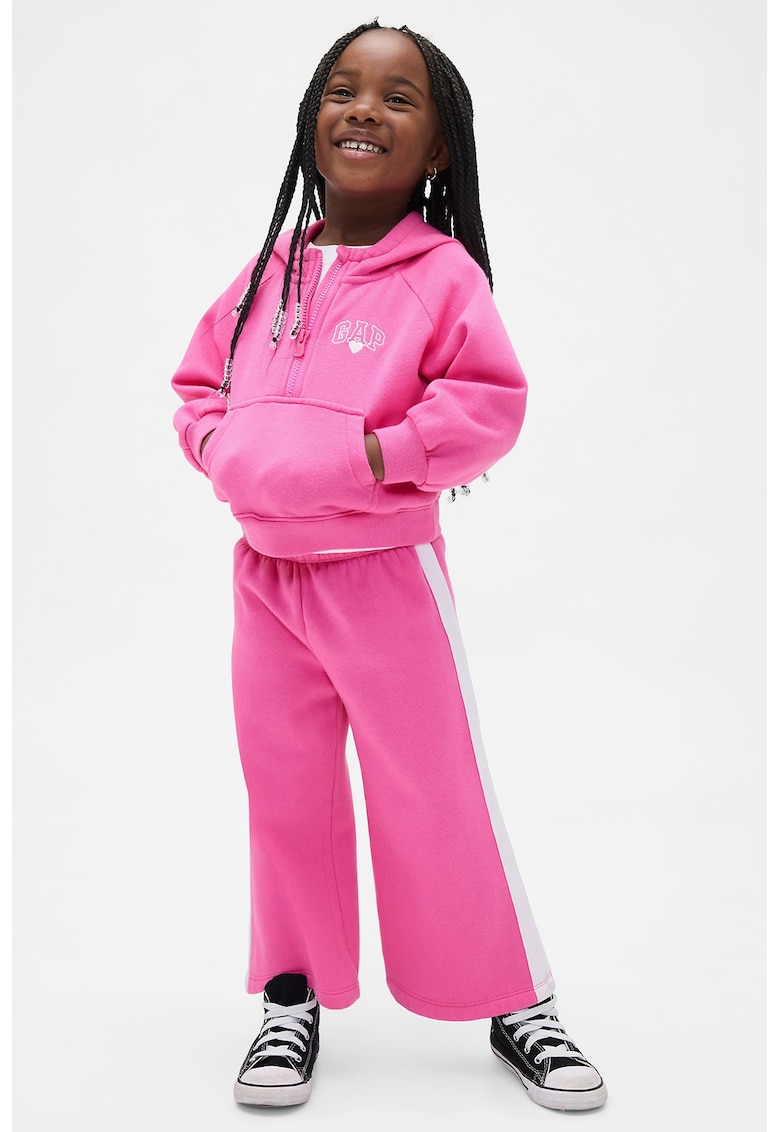 Set de hanorac cu fermoar scurt si pantaloni de trening cu croiala evazata