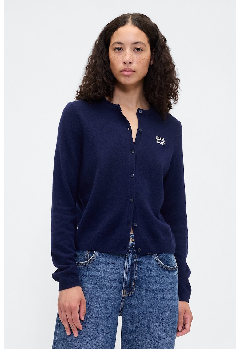 Cardigan slim-fit cu logo brodat