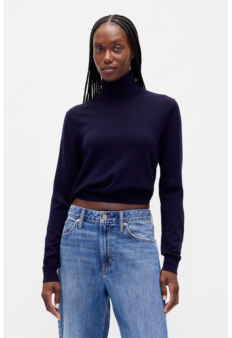 Pulover din lana merinos cu guler inalt