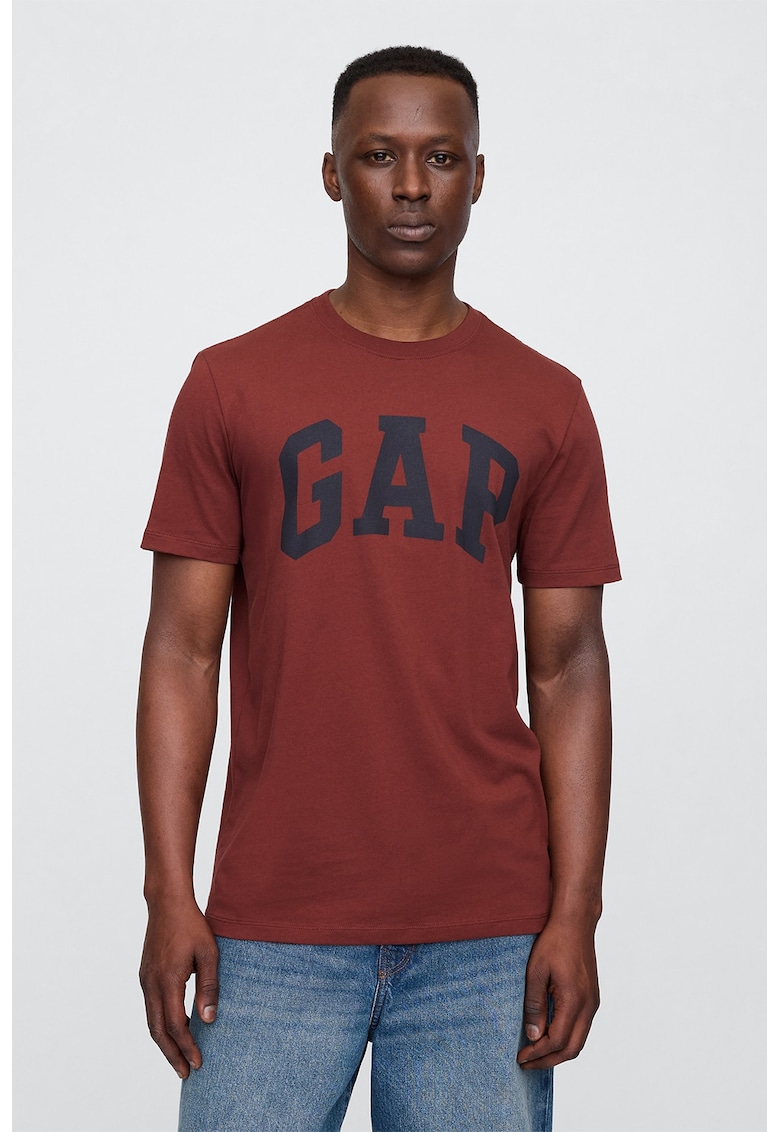 Tricou regular-fit cu logo - Negru/Rosu inchis