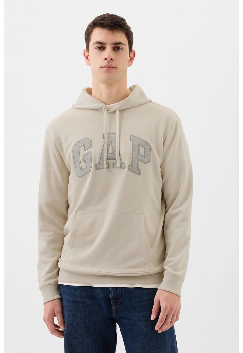 Hanorac din amestec de bumbac cu logo - Gri deschis/Bej deschis