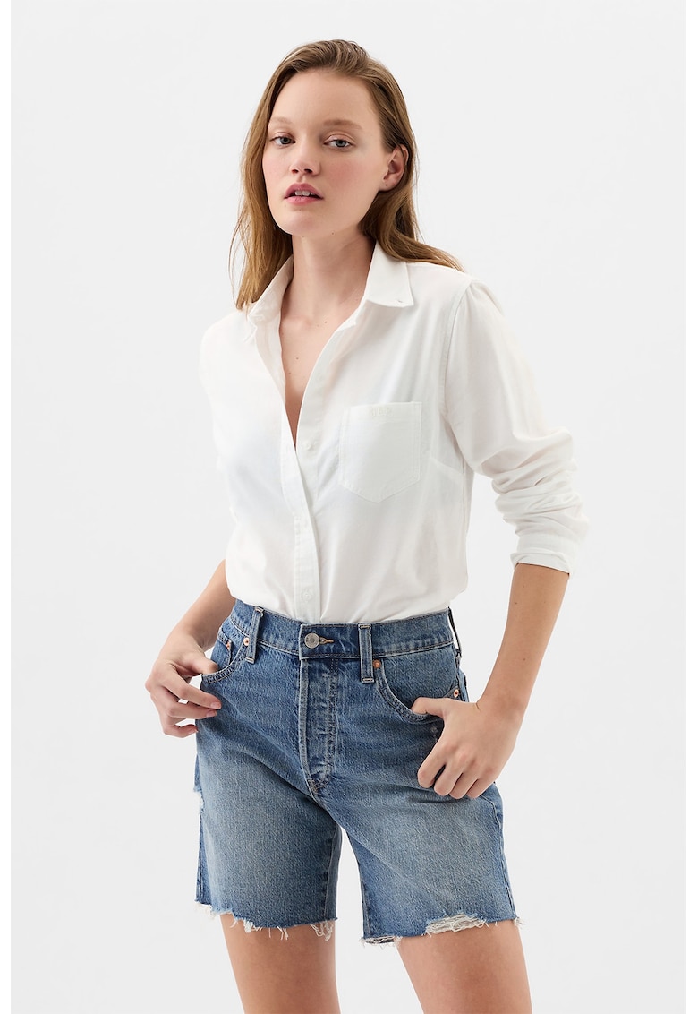 Camasa Oxford cu buzunar pe piept - Alb optic