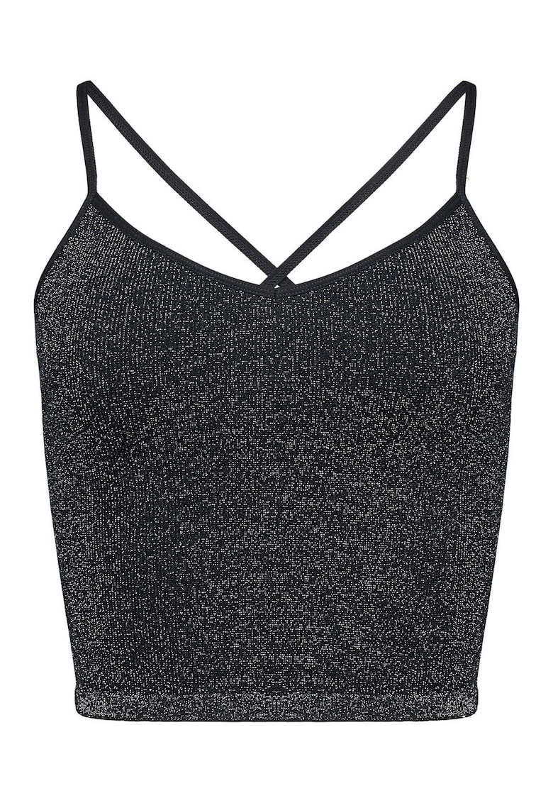 Top scurt lucios dama Negru - Negru
