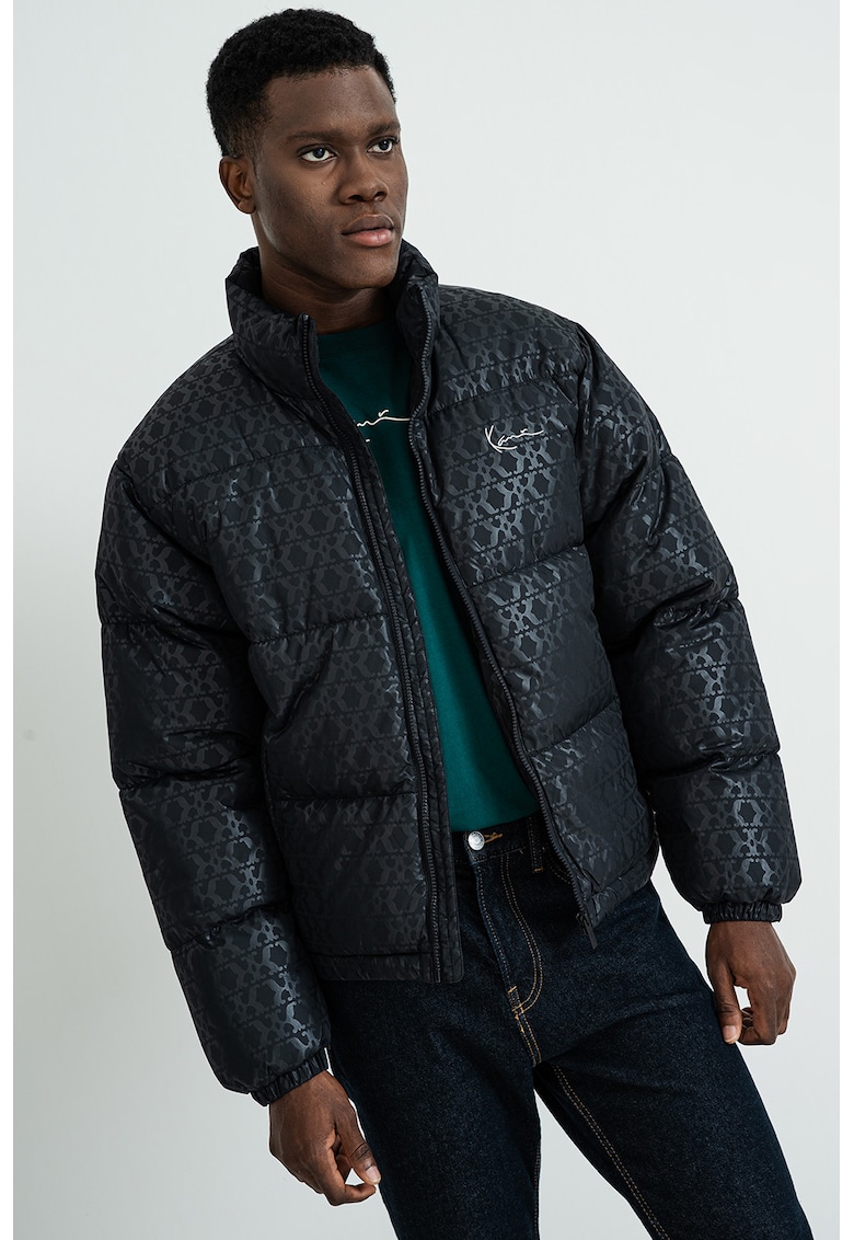 Geaca cu model si guler inalt - Negru