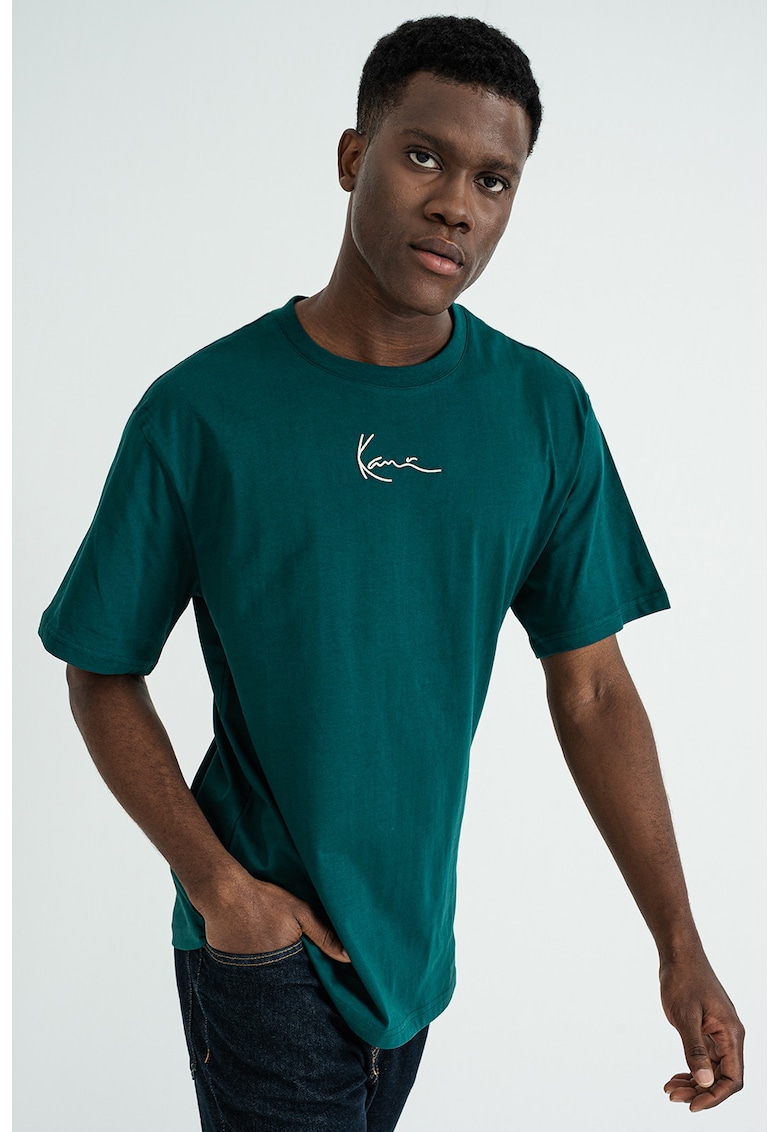 Tricou de bumbac cu logo - Verde