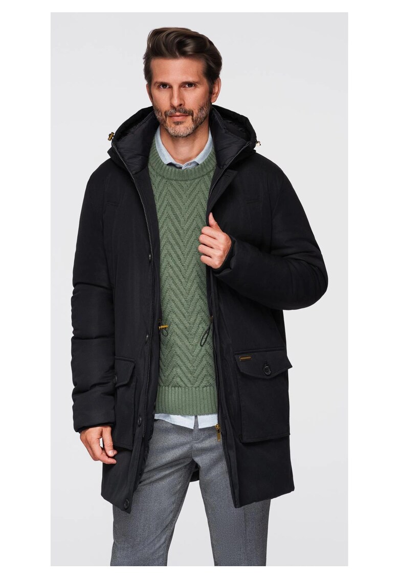 Parka eleganta cu buzunare cargo si gluga OM-JAPJ-0287