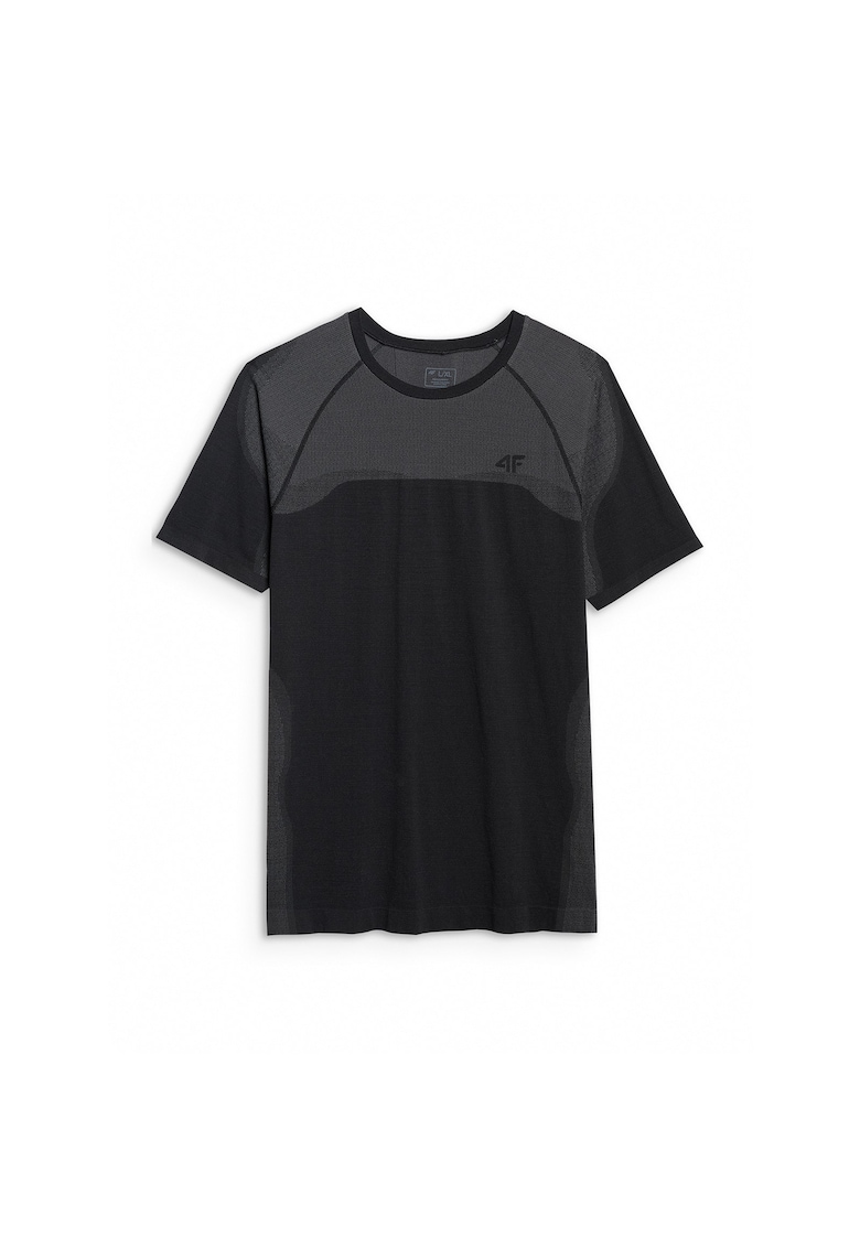 Tricou Antrenament Barbati - Negru Intens - Croiala Regular Fit - Fara Cusaturi - Poliamida - Sport Training - S/M - Negru
