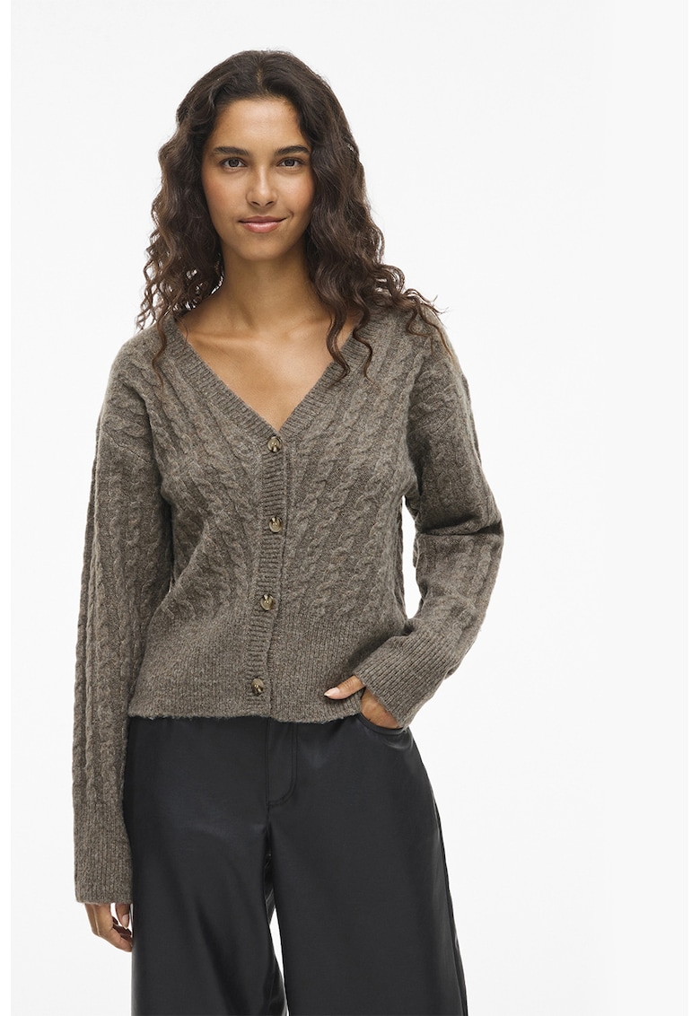 Cardigan cu decolteu in V si torsade
