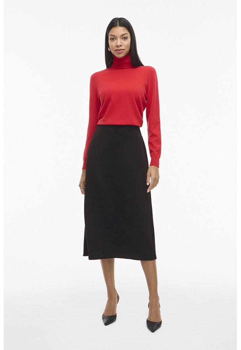 Fusta midi evazata cu slit pe spate
