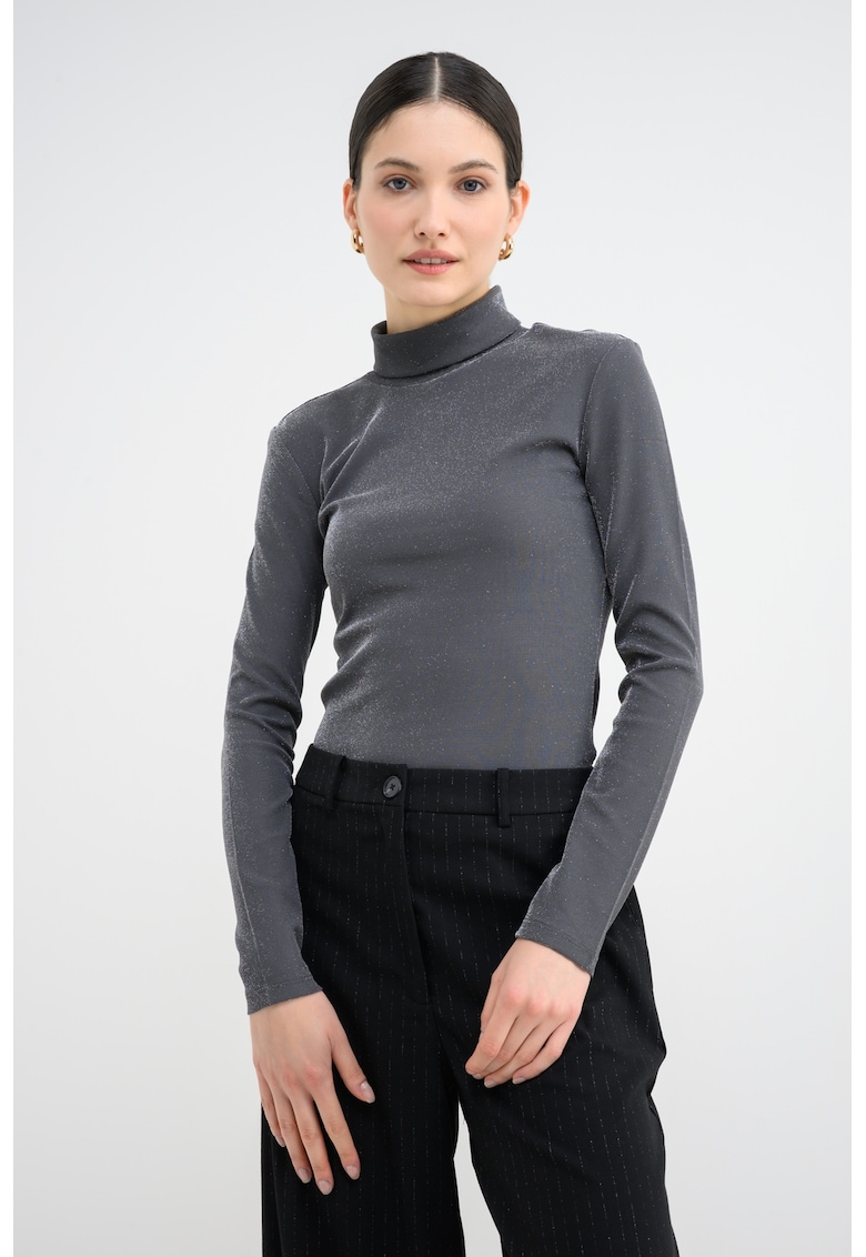 Helanca slim fit din lurex - Gri cenusiu/Argintiu